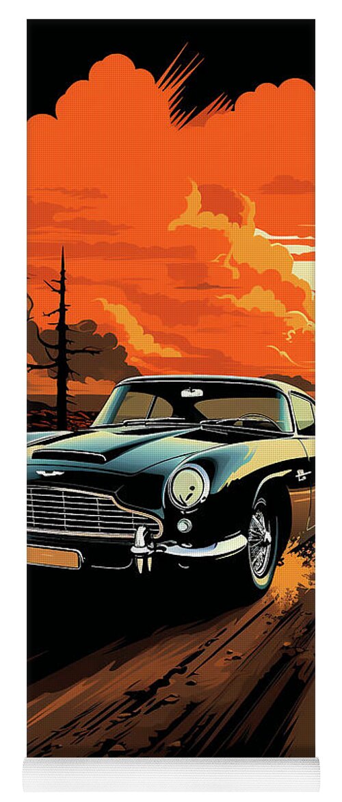Vehicles Yoga Mat featuring the drawing No02015 Retro Aston Martin Db5 cars by Clark Leffler