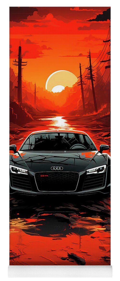 Vehicles Yoga Mat featuring the drawing No02031 Retro Audi R8 cars by Clark Leffler