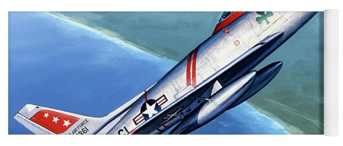 Aircraft Yoga Mat featuring the painting North American F-86 Sabre by Jack Fellows