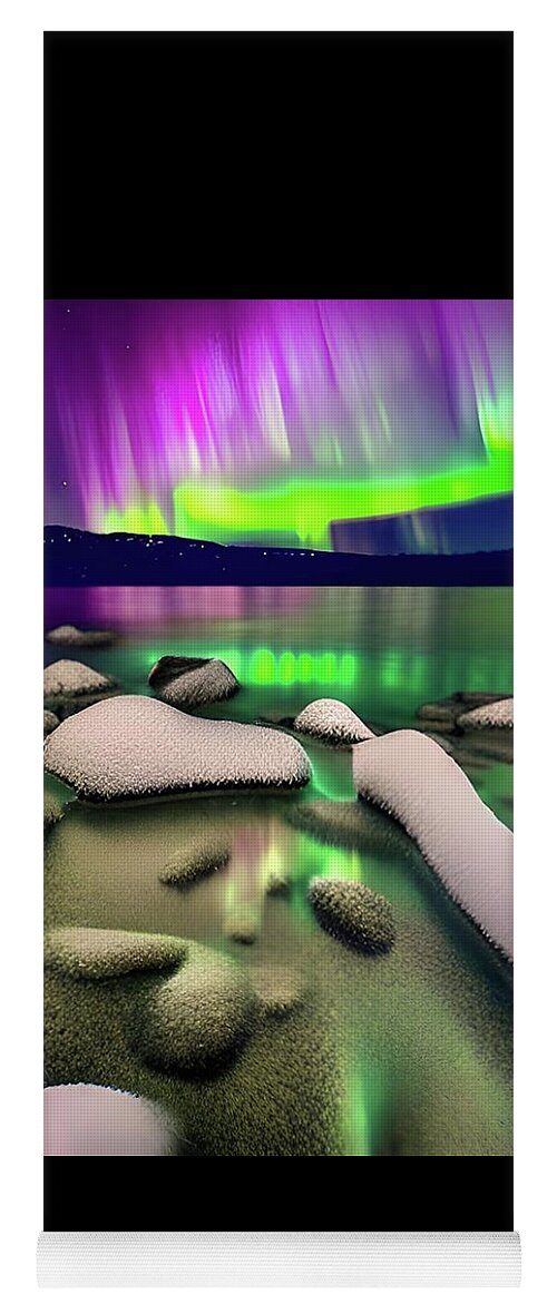 Aurora Yoga Mat featuring the digital art Northern Lights No.14 by Fred Larucci
