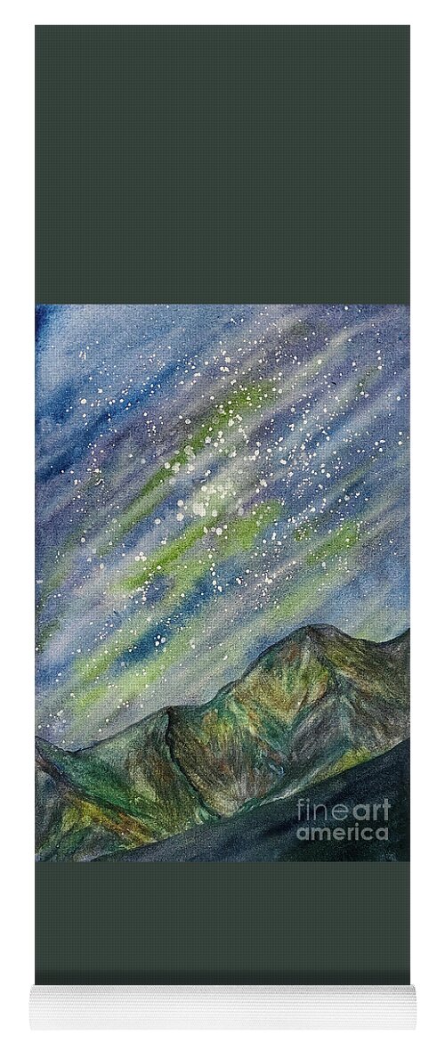 Northern Lights Yoga Mat featuring the painting Northern Lights Obstruction Point by Lisa Neuman