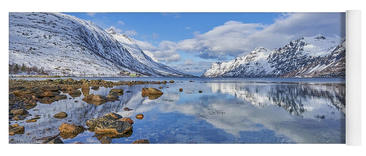 Reflection Yoga Mat featuring the photograph Norwegian Fjord by Brian Kamprath