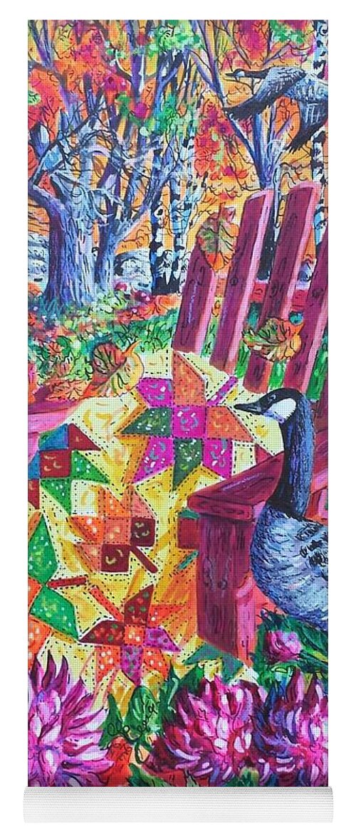 Autumn Yoga Mat featuring the painting November Quilt by Diane Phalen