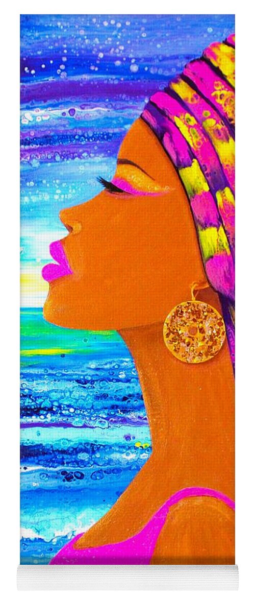 Artwork Art Wall Oil Painting Acrylic Art Nubian Queen Acrylic Abstract Art Lady Sea Yoga Mat featuring the painting Nubian Queen by Tanya Harr