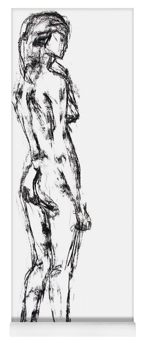 Barbara Pommerenke Yoga Mat featuring the drawing Nude 20-11-12-1 by Barbara Pommerenke
