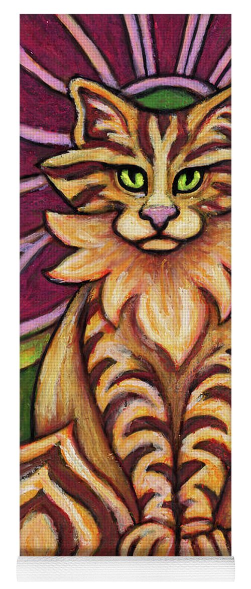 Cat Portrait Yoga Mat featuring the painting Nyla. The Hauz Katz. Cat Portrait Painting Series. by Amy E Fraser
