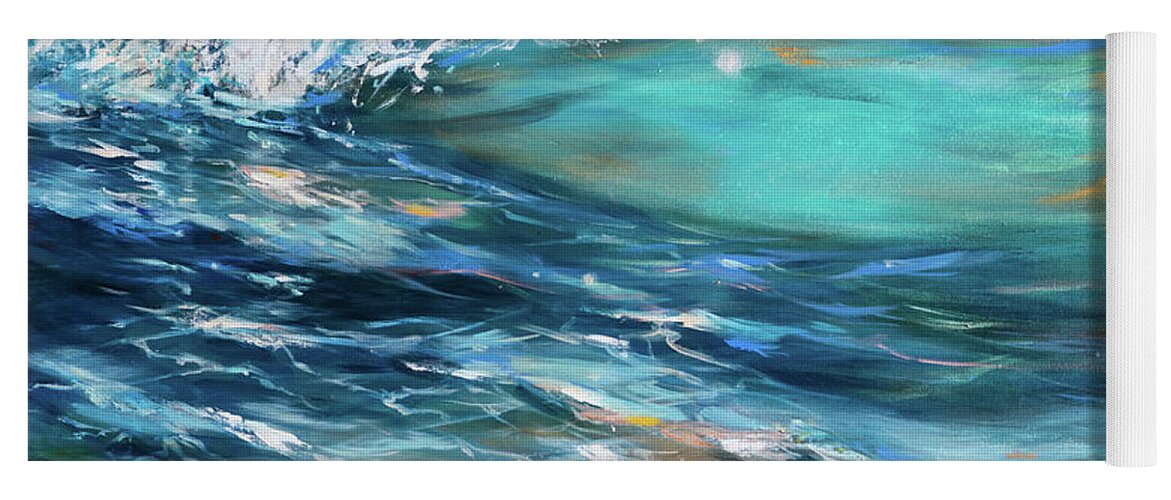 Ocean Yoga Mat featuring the painting Ocean Gold by Linda Olsen