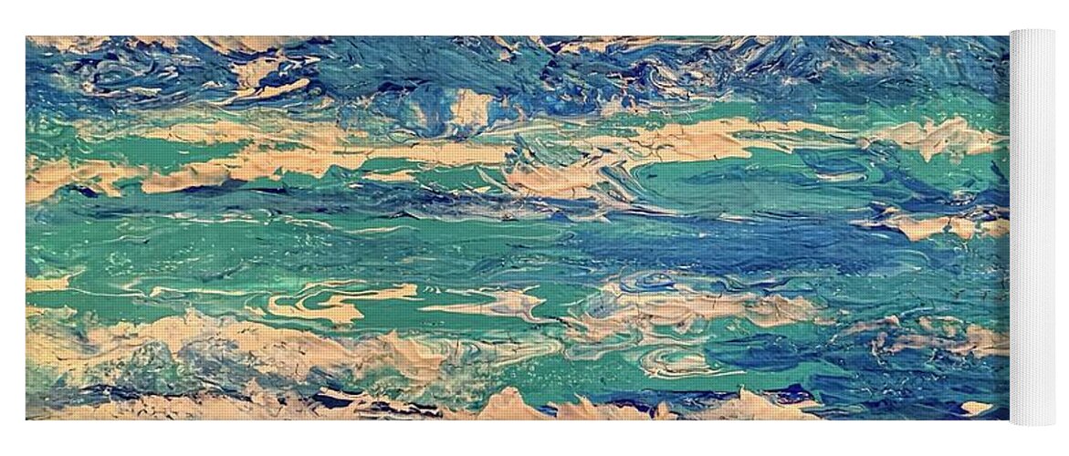Ocean Yoga Mat featuring the painting Ocean wave abstract by Anne Sands