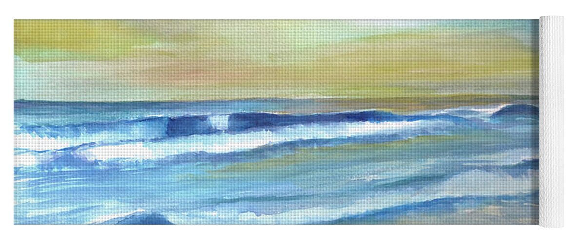 Ocean Yoga Mat featuring the painting Ocean Wavews by Allison Ashton