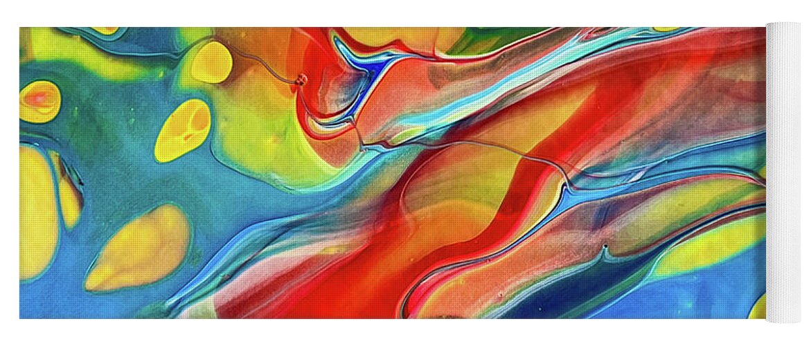 Abstract Yoga Mat featuring the painting Ocean Wonderland Colorful Abstract Art Acrylic Pouring by Matthias Hauser