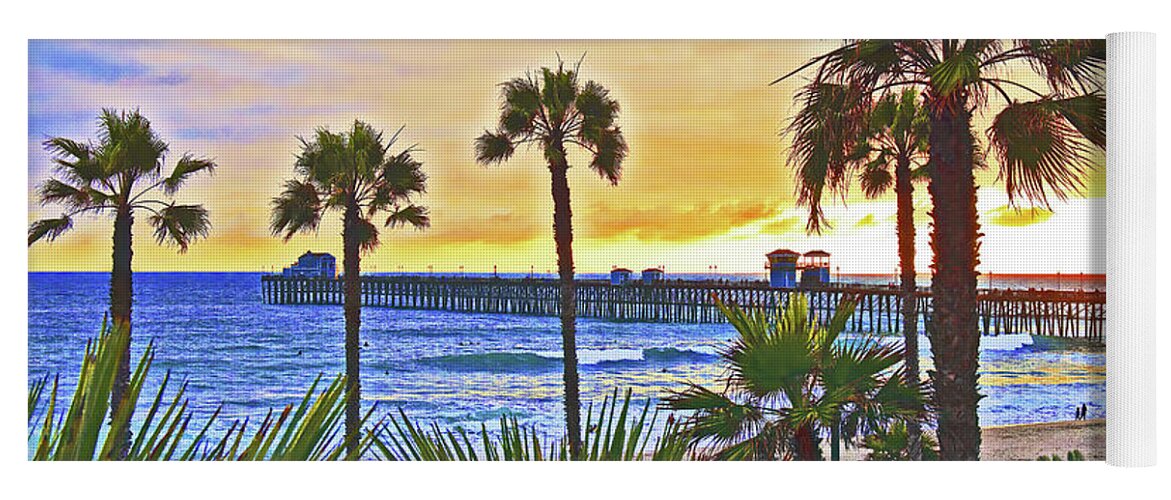 Oceanside Yoga Mat featuring the photograph Oceanside Pier, Sunset, California by Don Schimmel