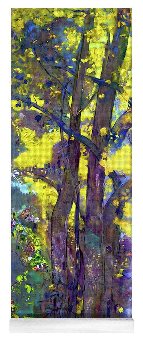 Odilon Redon Yoga Mat featuring the painting Odilon Redon - Trees on a Yellow Background by Jon Baran