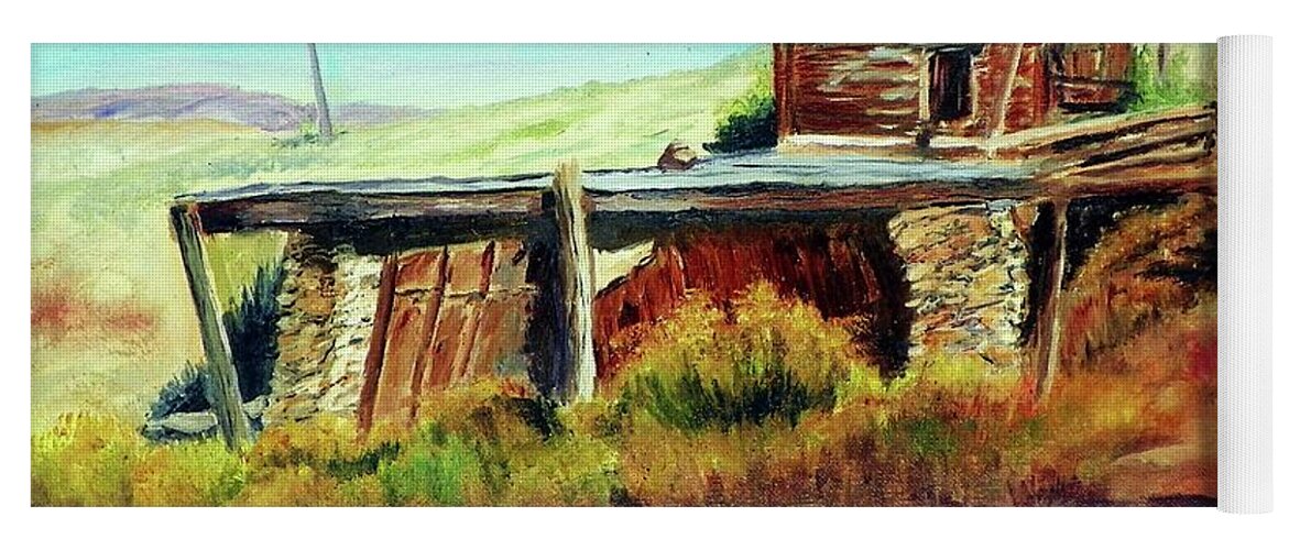 Sherril Porter Yoga Mat featuring the painting Old Granary by Sherril Porter