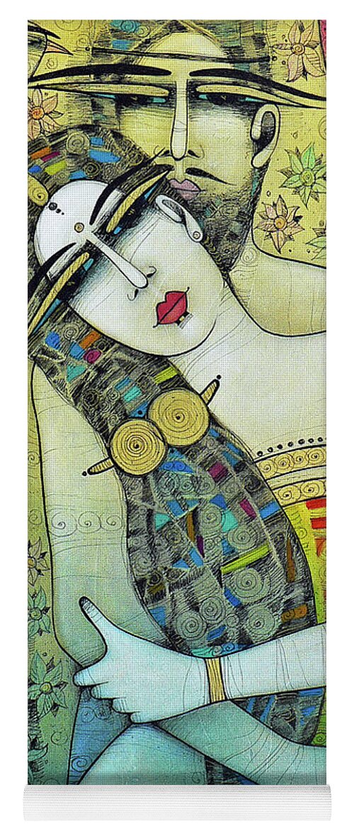 Couple Yoga Mat featuring the painting ONE by Albena Vatcheva