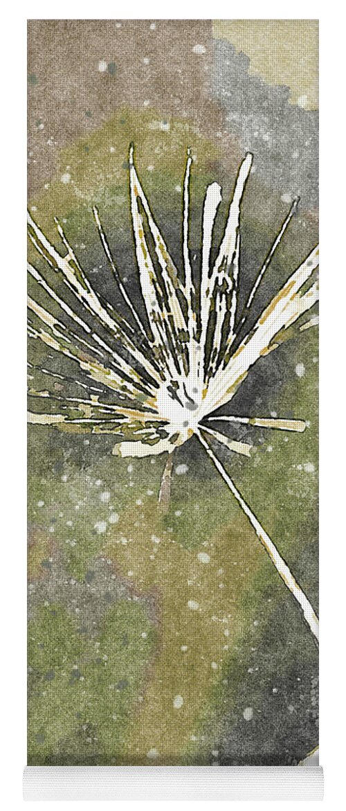 One Yoga Mat featuring the digital art One Dandelion Seed Abstract Botanical Watercolor Painting by Shelli Fitzpatrick