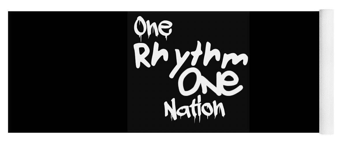 Black Background Yoga Mat featuring the digital art One Rhythm One Nation Graffiti by Tony Camm