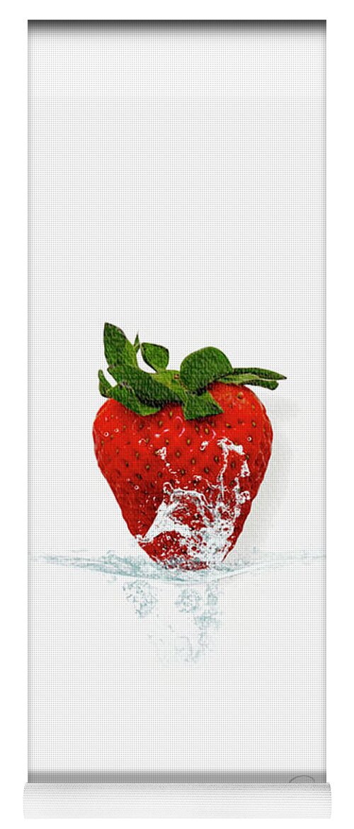 Strawberry Yoga Mat featuring the photograph One Strawberry Splash Please by Rene Crystal
