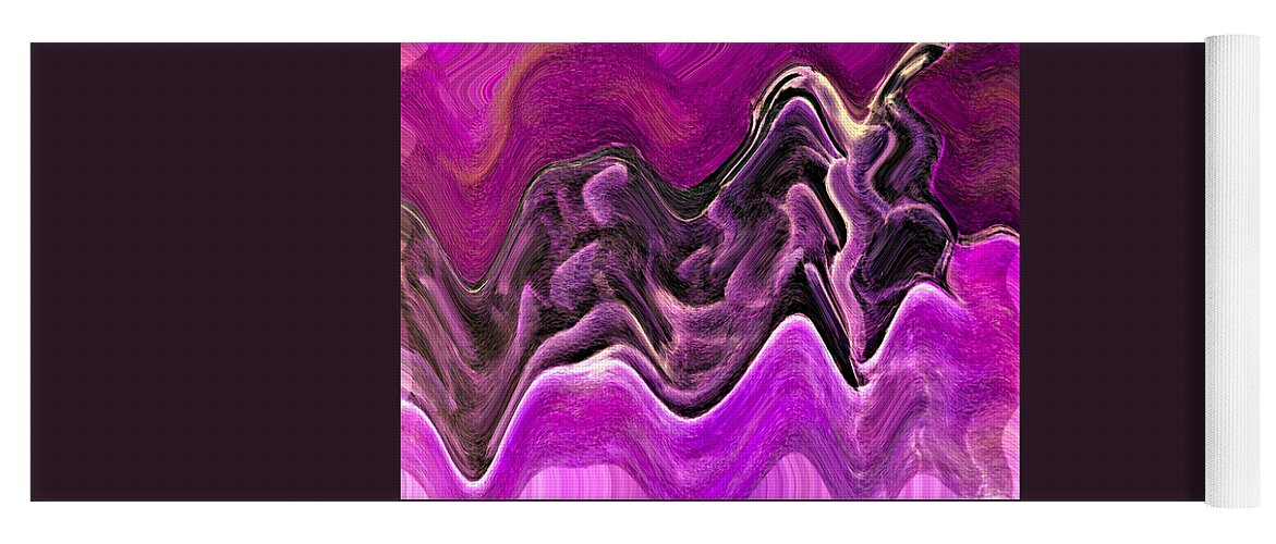 Abstract Yoga Mat featuring the digital art Open Oyster Abstract - Purple by Ronald Mills