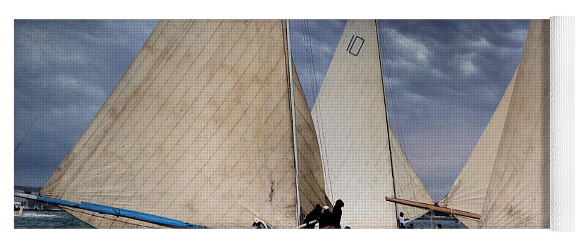 Sailing Boats Sails Rough Sea Bad Weather Bahamas Outdoors Yoga Mat featuring the photograph Open Seas by Montez Kerr