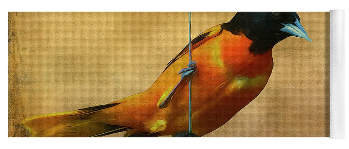 Songbird Yoga Mat featuring the photograph Orange Bird by Cathy Kovarik