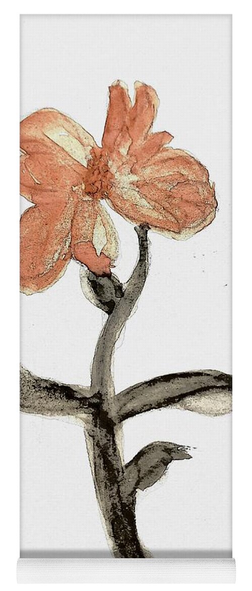 Arms Wide Open To Receive Yoga Mat featuring the painting Orange Flower by Margaret Welsh Willowsilk