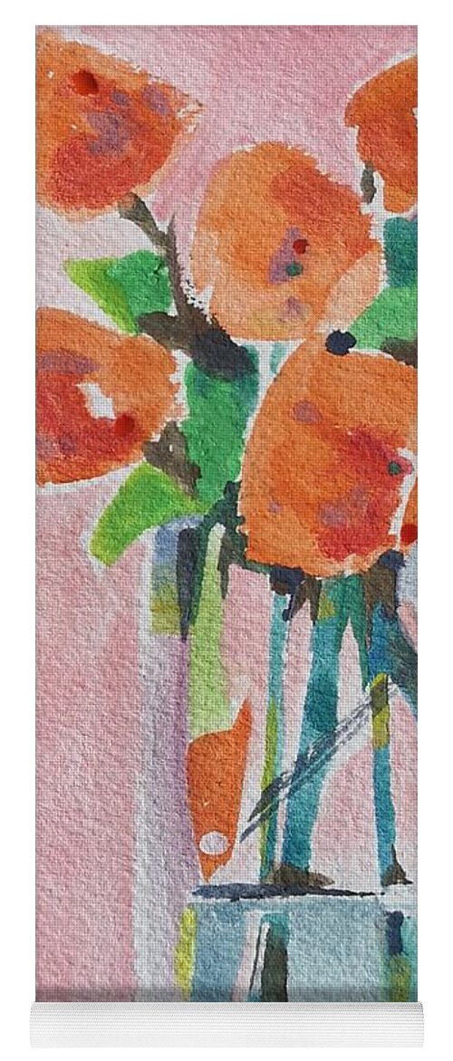 Still Life Yoga Mat featuring the painting Orange Flowers by Sheila Romard