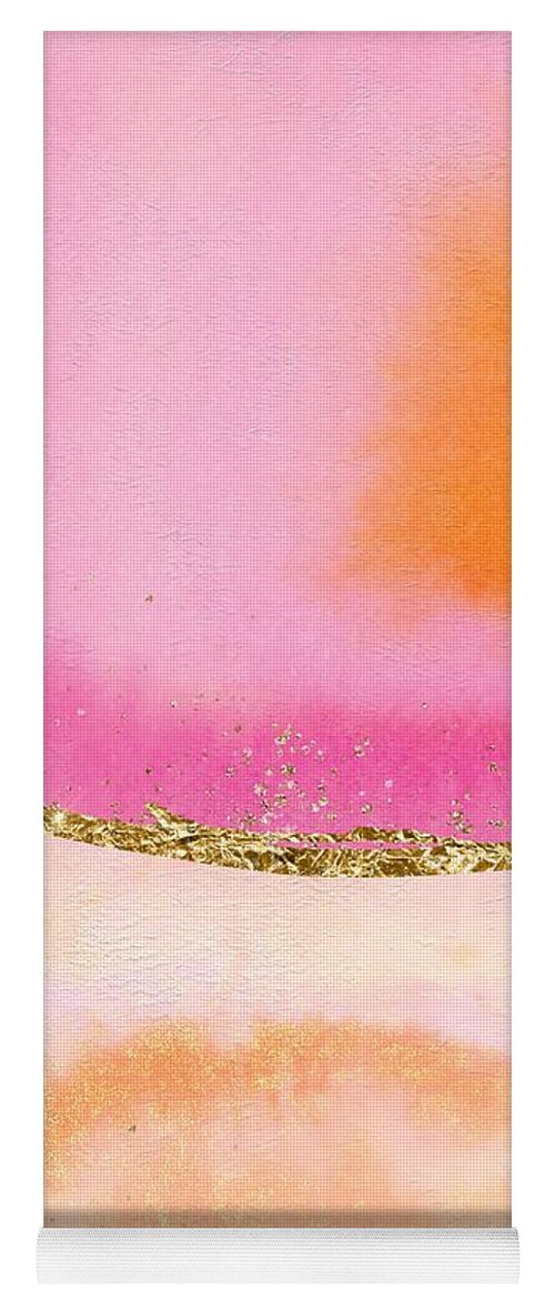 Orange Yoga Mat featuring the painting Orange, Gold And Pink by Modern Art