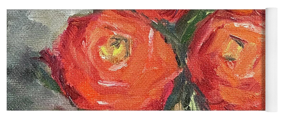 Roses Yoga Mat featuring the painting Orange Roses by Roxy Rich
