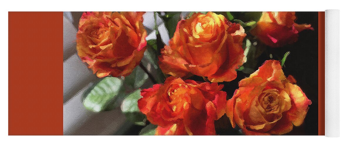 Flowers Yoga Mat featuring the photograph Orange Roses Too by Brian Watt