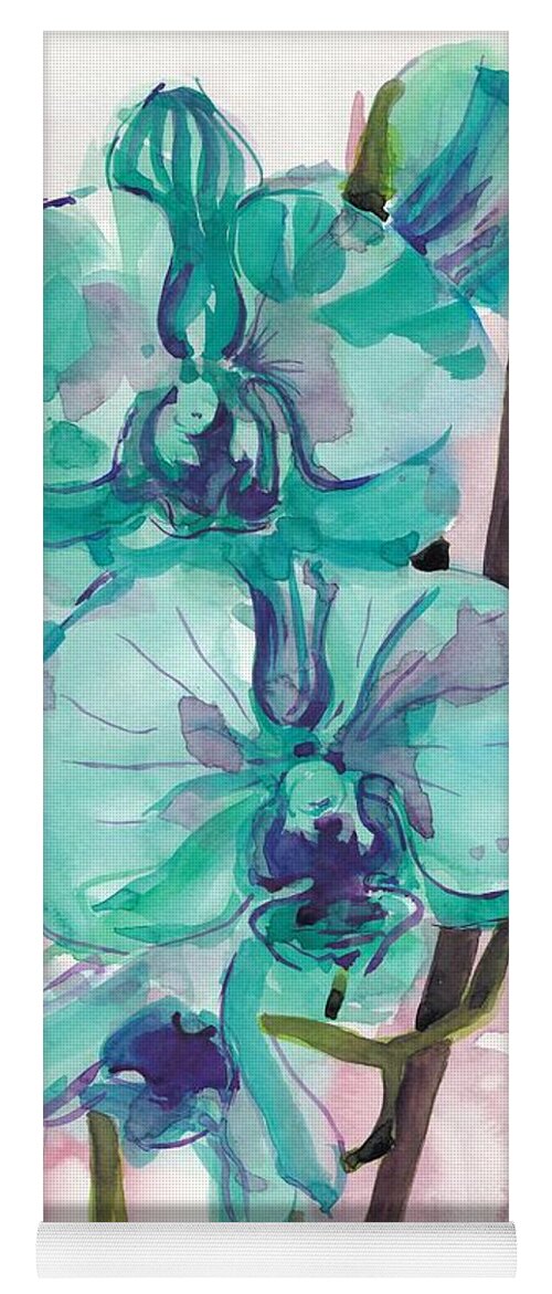 Watercolor Yoga Mat featuring the painting Orchids by George Cret