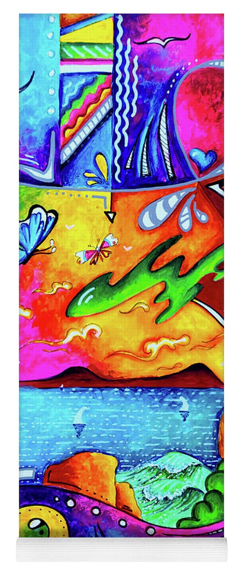 Original Painting Yoga Mat featuring the painting Original PoP Art Nomad Artist Van Life Painting California Inspired Art MAD Wonderland by Megan Aroon