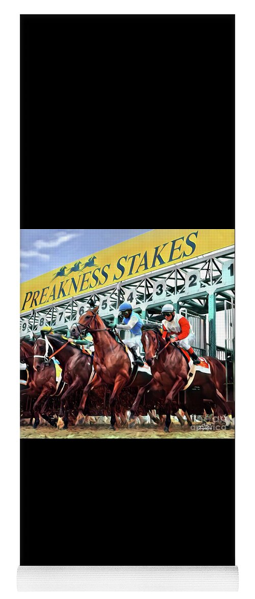 Preakness Stakes Yoga Mat featuring the digital art Out Of The Gate by CAC Graphics