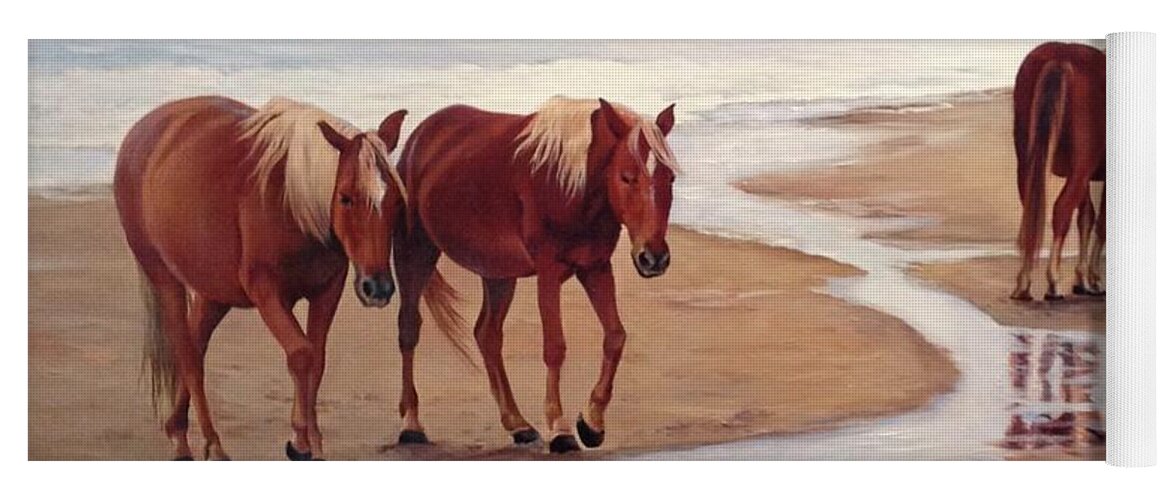 Horses Yoga Mat featuring the painting Outerbanks Horses by Judy Rixom