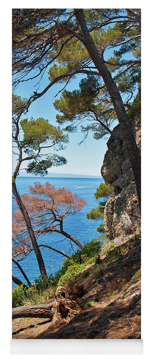 Trees Yoga Mat featuring the photograph Overlooking the Sea - Portofino, Italy by Denise Strahm