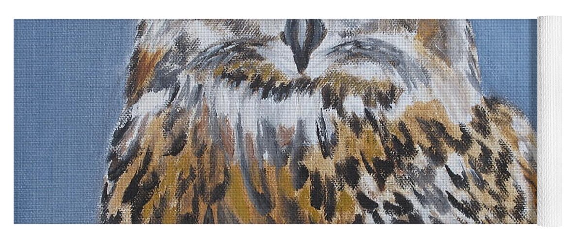 Pets Yoga Mat featuring the painting Owl Orange Eyes by Kathie Camara