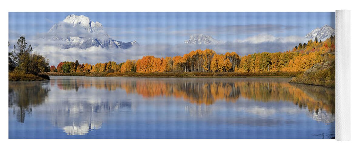 Oxbow Bend Yoga Mat featuring the photograph Oxbow Bend Pano by Wesley Aston
