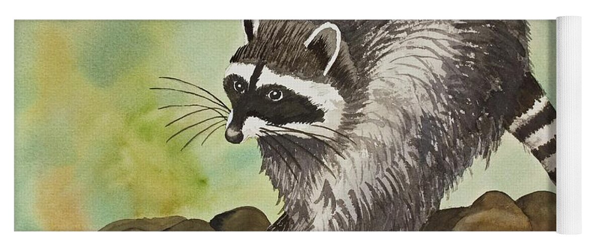Pacific Northwest Raccoon A Watercolor Painting By Norma Appleton Yoga Mat featuring the painting Pacific Northwest Raccoon by Norma Appleton