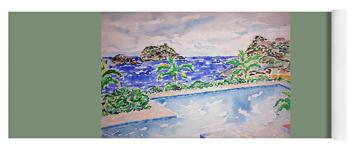 Watercolor Yoga Mat featuring the painting Pacific Pool by John Klobucher