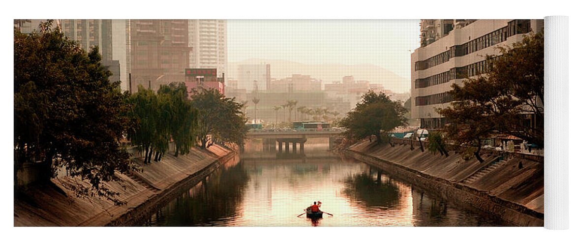 China Yoga Mat featuring the photograph Paddling Down the River, Shenzhen by Mark Gomez