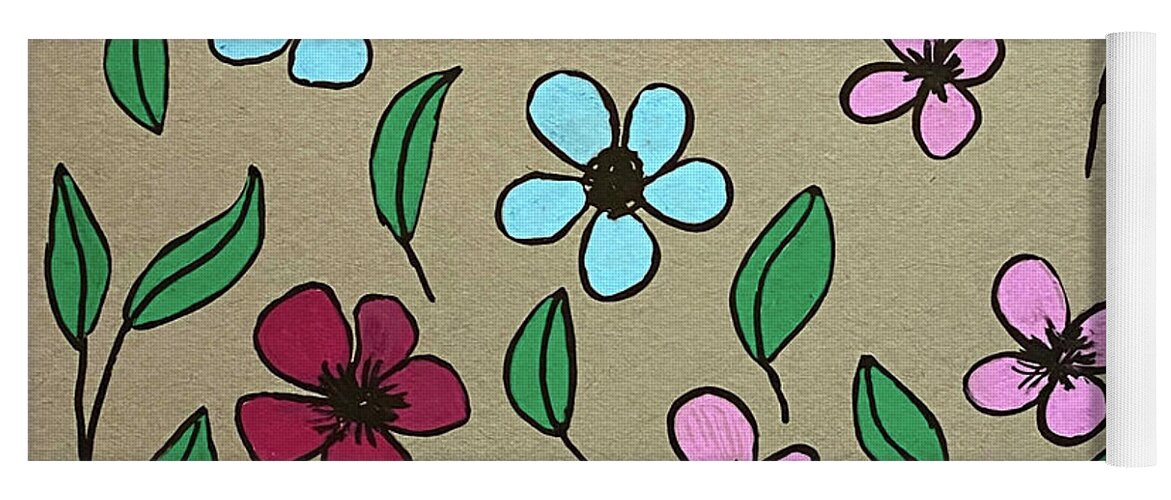 Flower Yoga Mat featuring the drawing Paint Pen Flowers by Lisa Neuman