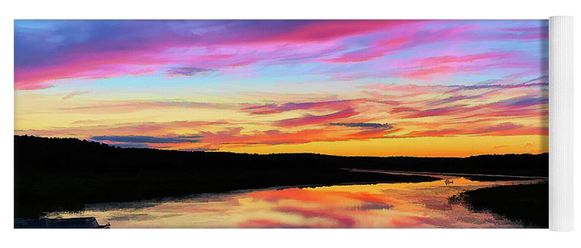 Quaboag River Yoga Mat featuring the photograph Painted sky 2 by David Pratt