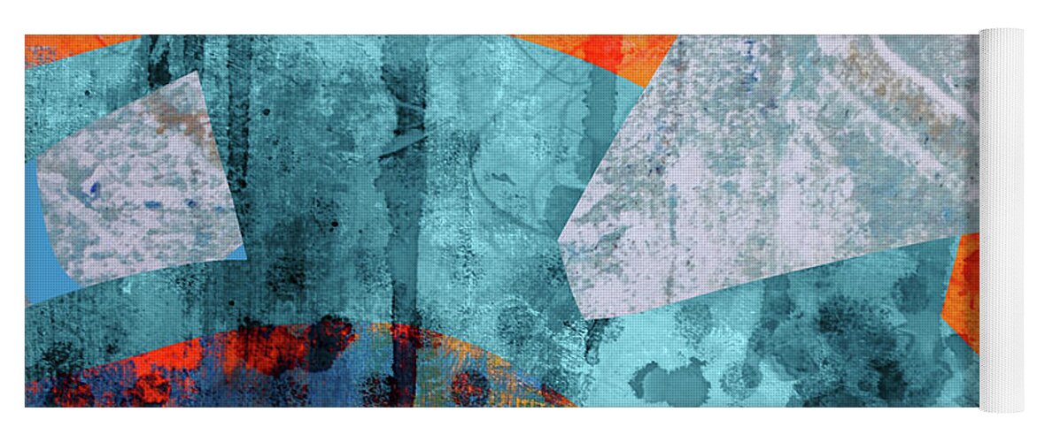 Large Textured Abstract Yoga Mat featuring the mixed media Painter Lines by Nancy Merkle