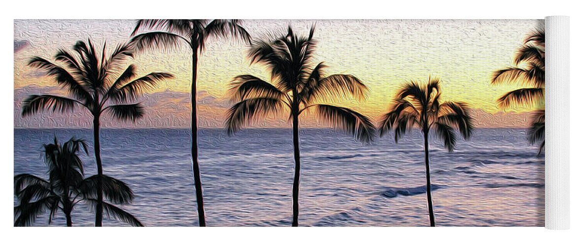 Hawaii Yoga Mat featuring the photograph Painting of Poipu Palms by Robert Carter