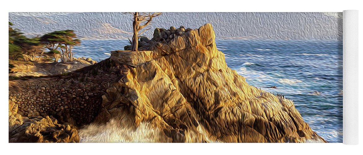 Ngc Yoga Mat featuring the photograph Painting of the Lone Cypress by Robert Carter