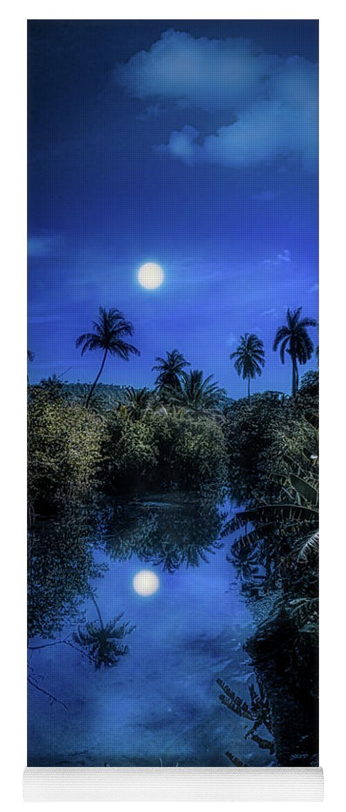 Cuba Yoga Mat featuring the photograph Pale moonlit night by Micah Offman