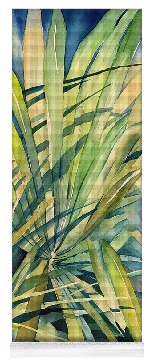 Palm Yoga Mat featuring the painting Palm leaves by Liana Yarckin