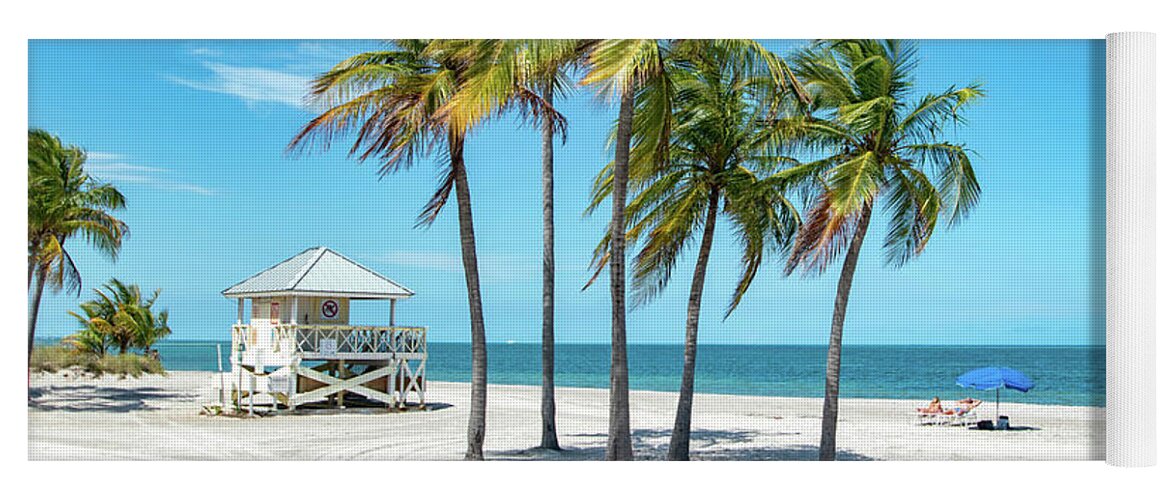 Palm Trees Yoga Mat featuring the photograph Palm Trees on the Beach, Key Biscayne, Florida by Beachtown Views