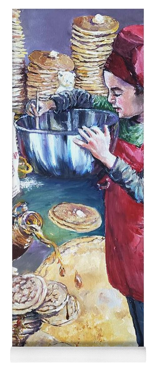 Cooking Yoga Mat featuring the painting Pancake Chef by Merana Cadorette