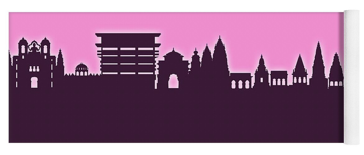 Pandharpur Yoga Mat featuring the digital art Pandharpur Skyline India #14 by Michael Tompsett