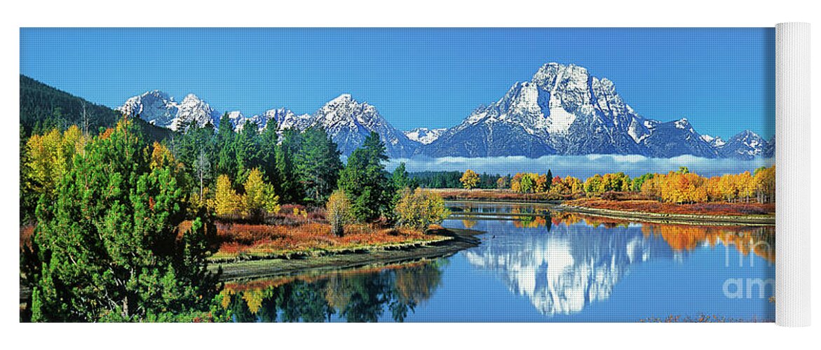 Dave Welling Yoga Mat featuring the photograph Panorama Oxbow Bend Grand Tetons National Park Wyoming by Dave Welling
